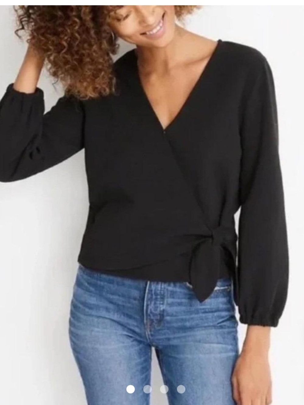 Madewell Black Side Tie Wrap Blouse